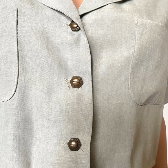 80s Vtg Safari Belted Belted Boho Romper - Picture 5 of 8